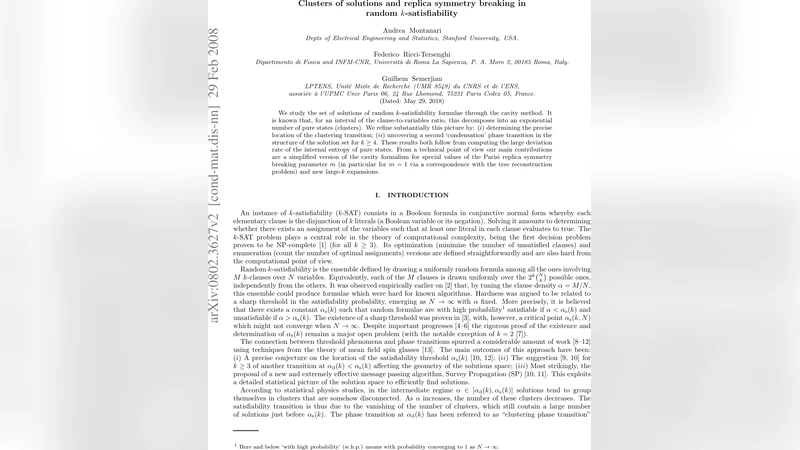 Clusters of solutions and replica symmetry breaking in random   k-satisfiability