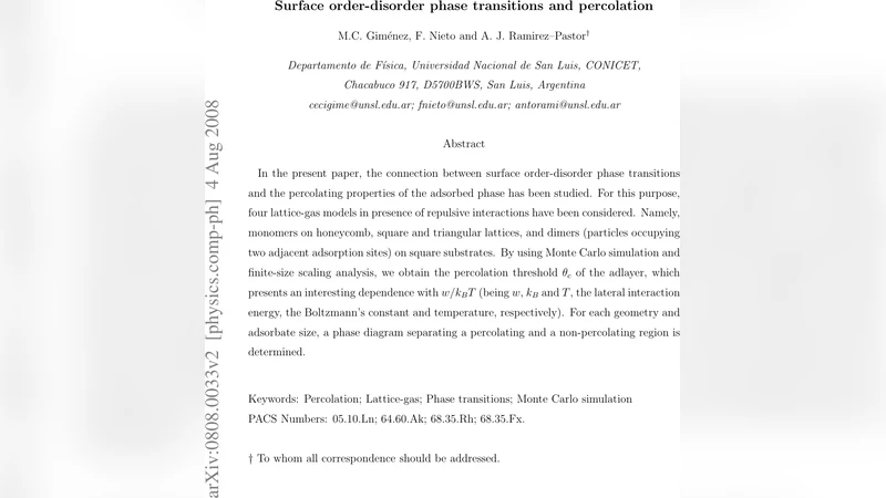 Surface order-disorder phase transitions and percolation