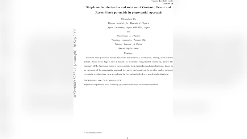 Simple unified derivation and solution of Coulomb, Eckart and   Rosen-Morse potentials in prepotential approach