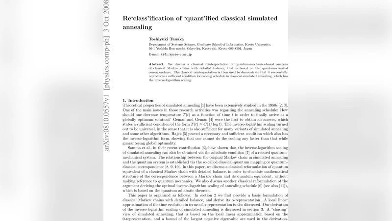 Re`classification of `quantified classical simulated annealing