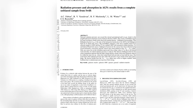 Radiation pressure and absorption in AGN: results from a complete   unbiased sample from Swift