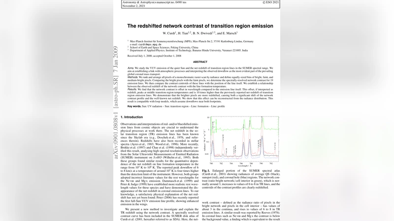 The redshifted network contrast of transition region emission