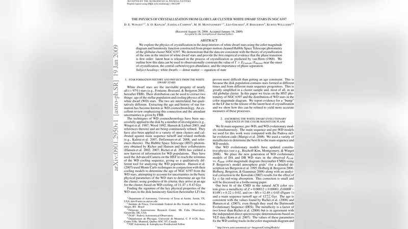 The Physics of Crystallization from Globular Cluster White Dwarf Stars   in NGC 6397