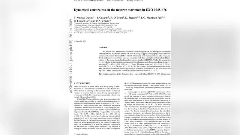 Dynamical constraints on the neutron star mass in EXO 0748-676