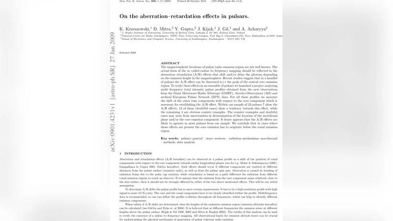 On the aberration-retardation effects in pulsars