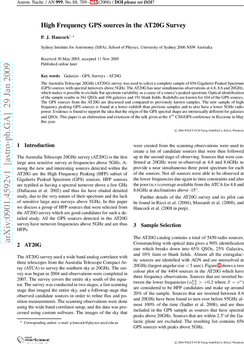 High Frequency GPS sources in the AT20G Survey