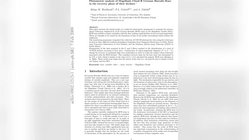 Photometric analysis of Magellanic Cloud R Coronae Borealis Stars in the   recovery phase of their declines