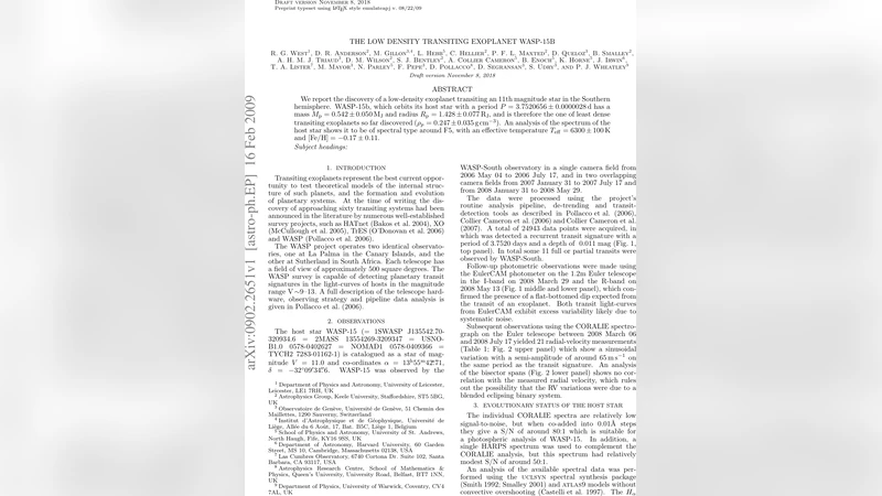 The low density transiting exoplanet WASP-15b