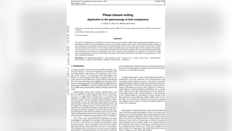 Phase closure nulling. Application to the spectroscopy of faint   companions