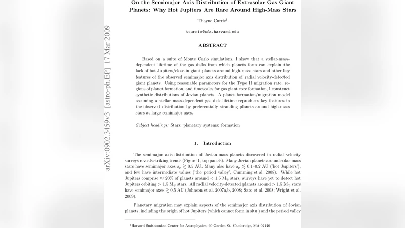 On the Semimajor Axis Distribution of Extrasolar Gas Giant Planets: Why   Hot Jupiters Are Rare Around High-Mass Stars