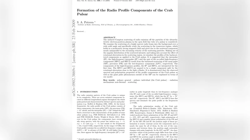 Formation of the Radio Profile Components of the Crab Pulsar