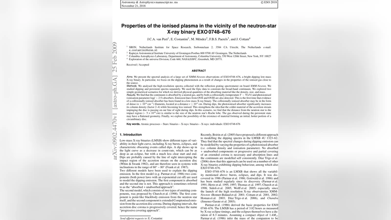 Properties of the ionised plasma in the vicinity of the neutron-star   X-ray binary EXO 0748-676