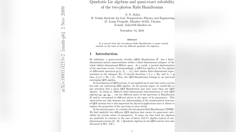 Quadratic Lie algebras and quasi-exact solvability of the two-photon   Rabi Hamiltonian
