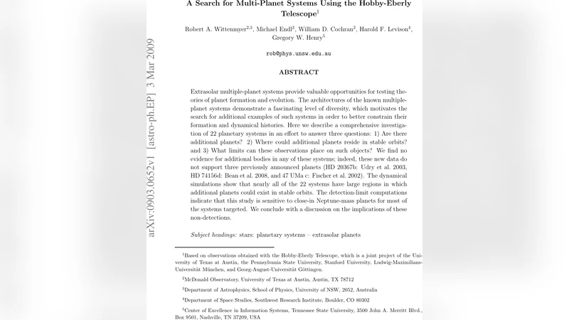 A Search for Multi-Planet Systems Using the Hobby-Eberly Telescope