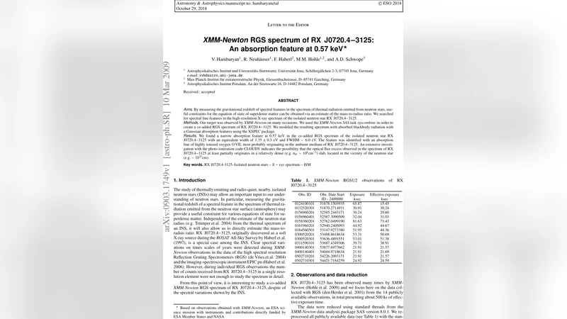 XMM-Newton RGS spectrum of RX J0720.4-3125: An absorption feature at   0.57 keV