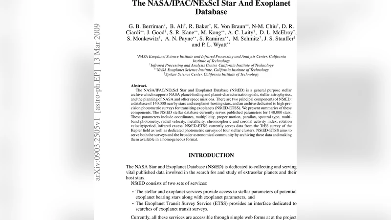 The NASA/IPAC/NExScI Star and Exoplanet Database