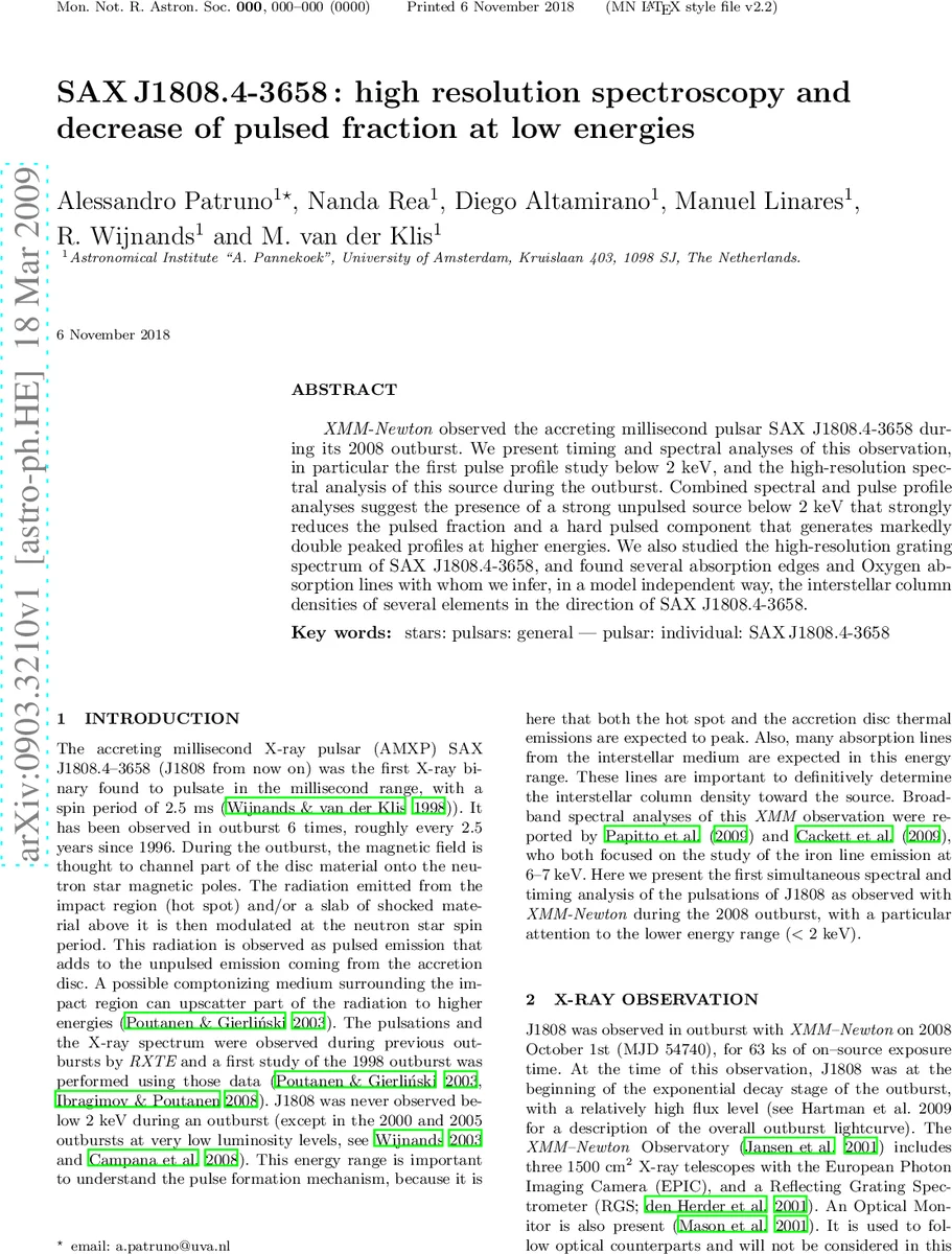 SAX J1808.4-3658: high resolution spectroscopy and decrease of pulsed   fraction at low energies