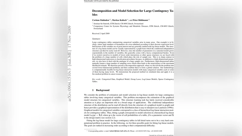 Decomposition and Model Selection for Large Contingency Tables