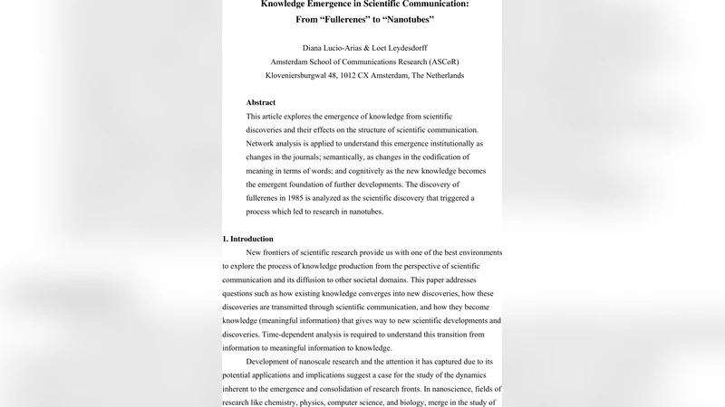 Knowledge Emergence in Scientific Communication: From "Fullerenes" to   "Nanotubes"