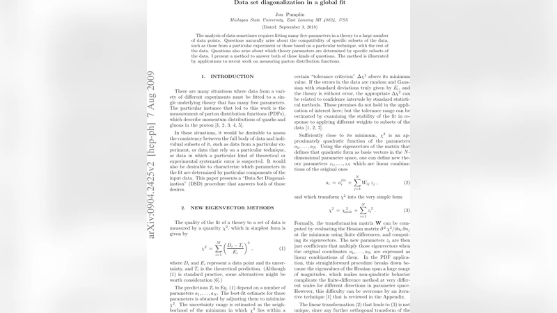 Data set diagonalization in a global fit
