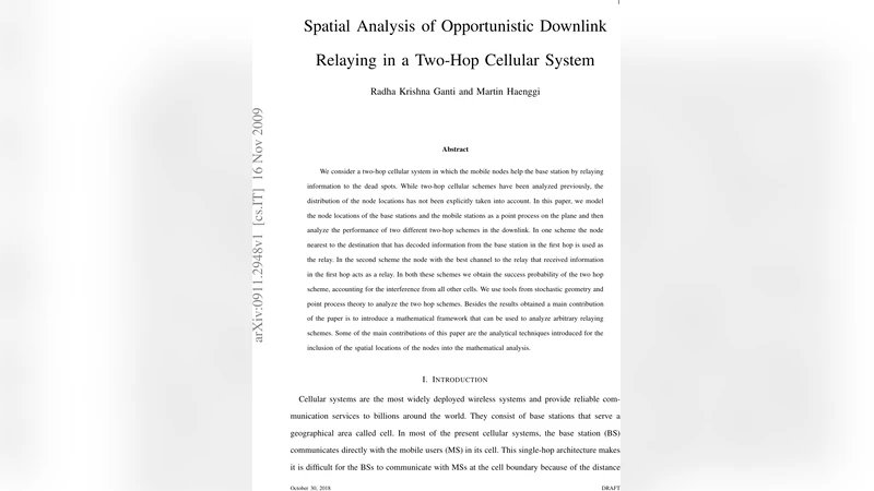Spatial Analysis of Opportunistic Downlink Relaying in a Two-Hop   Cellular System