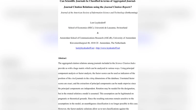 Can Scientific Journals be Classified in terms of Aggregated   Journal-Journal Citation Relations using the Journal Citation Reports?