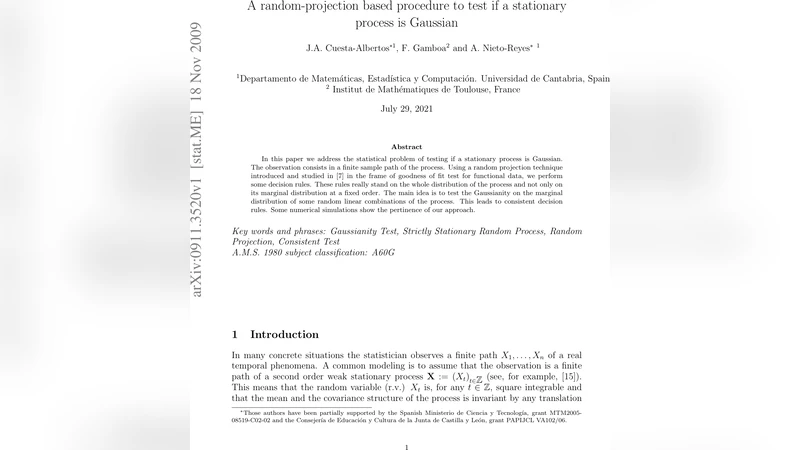 A random-projection based procedure to test if a stationary process is   Gaussian