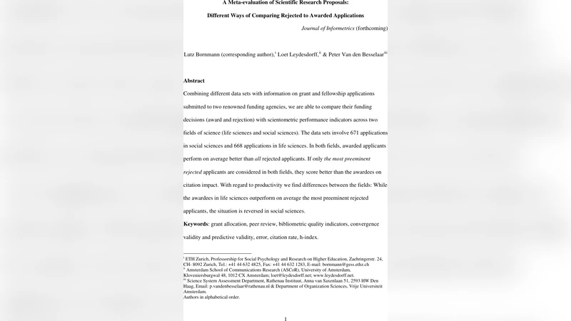 A Meta-evaluation of Scientific Research Proposals: Different Ways of   Comparing Rejected to Awarded Applications