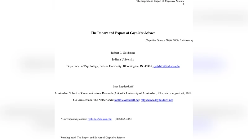 The Import and Export of Cognitive Science