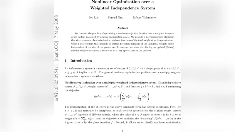 Nonlinear Optimization over a Weighted Independence System
