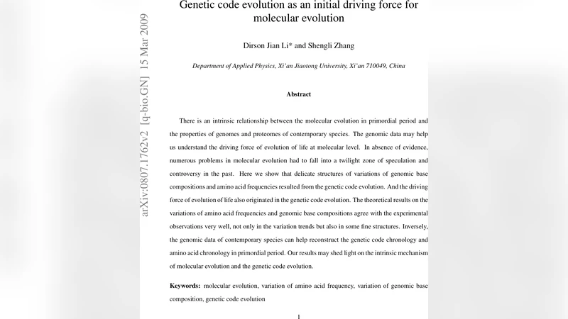 Genetic code evolution as an initial driving force for molecular   evolution