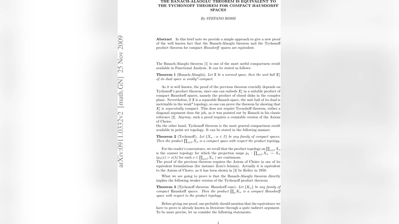 The Banach-Alaoglu theorem is equivalent to the Tychonoff theorem for   compact Hausdorff spaces
