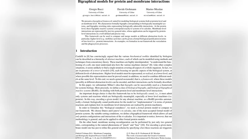 Bigraphical models for protein and membrane interactions