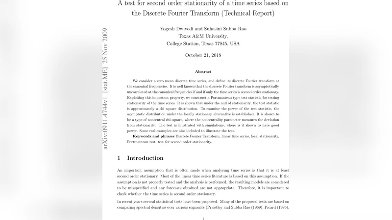 A test for second order stationarity of a time series based on the   Discrete Fourier Transform (Technical Report)