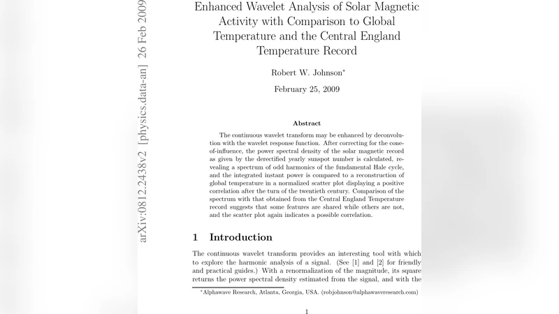 Enhanced Wavelet Analysis of Solar Magnetic Activity with Comparison to   Global Temperature and the Central England Temperature Record