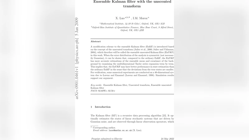 Ensemble Kalman filter with the unscented transform