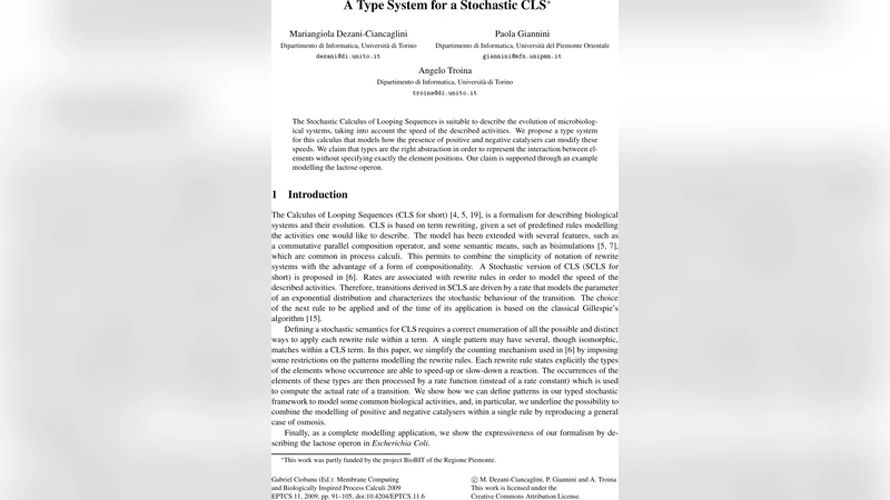 A Type System for a Stochastic CLS