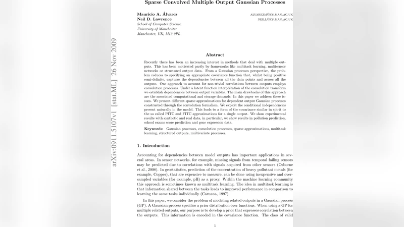 Sparse Convolved Multiple Output Gaussian Processes