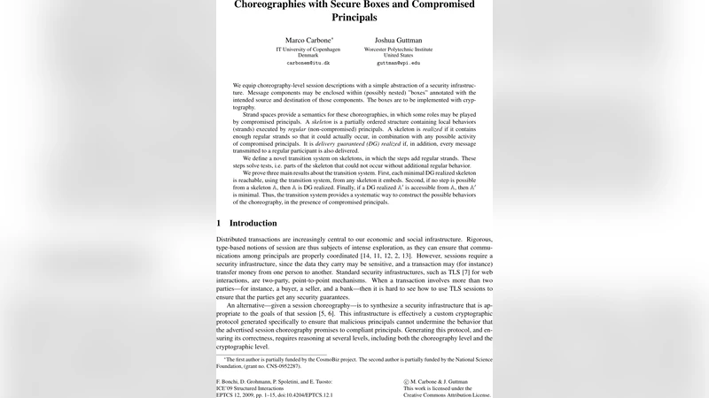 Choreographies with Secure Boxes and Compromised Principals