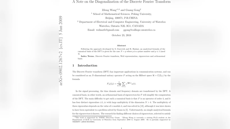 A Note on the Diagonalization of the Discrete Fourier Transform