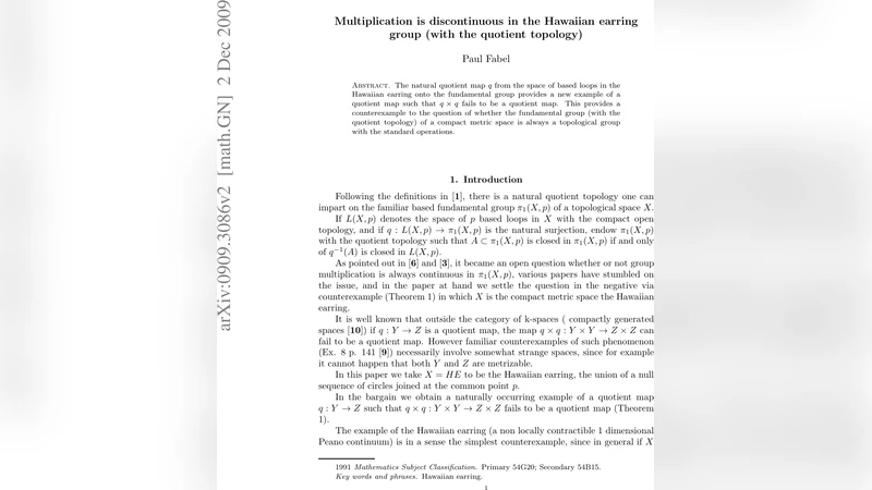 Multiplication is discontinuous in the Hawaiian earring group (with the   quotient topology)