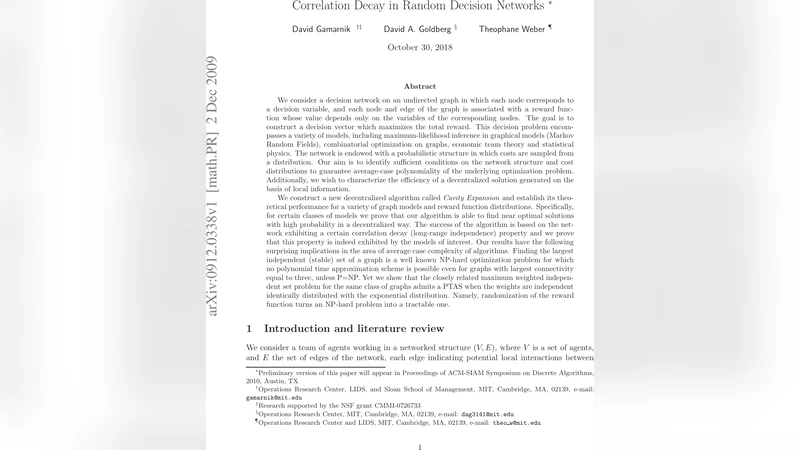 Correlation Decay in Random Decision Networks