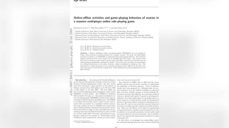 Online-offline activities and game-playing behaviors of avatars in a   massive multiplayer online role-playing game