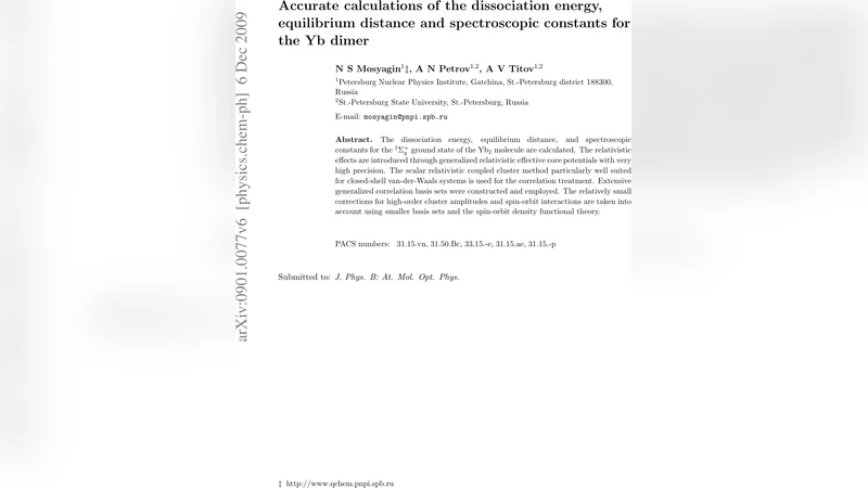 Accurate calculations of the dissociation energy, equilibrium distance   and spectroscopic constants for the Yb dimer