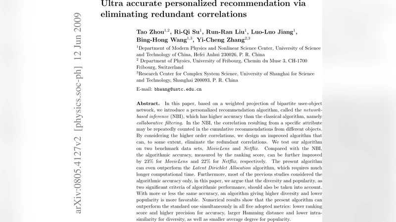 Ultra accurate personalized recommendation via eliminating redundant   correlations