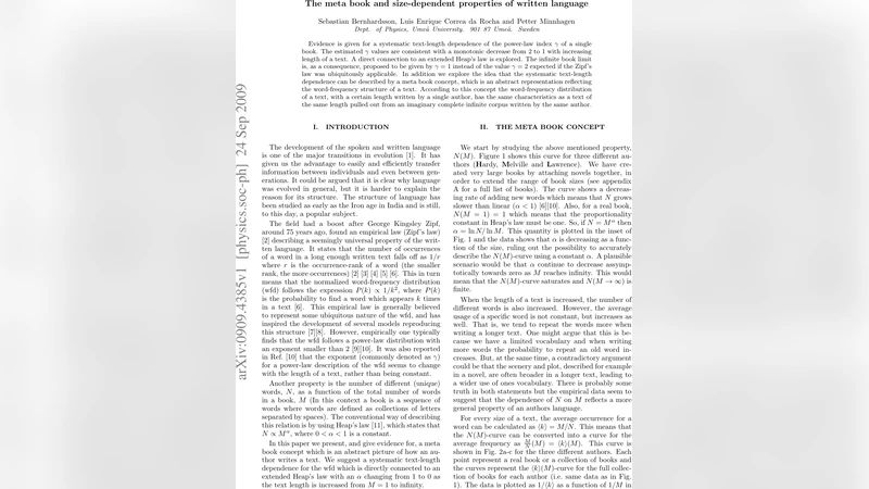 The meta book and size-dependent properties of written language