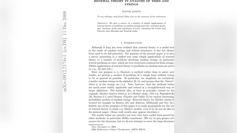 Renewal theory in analysis of tries and strings