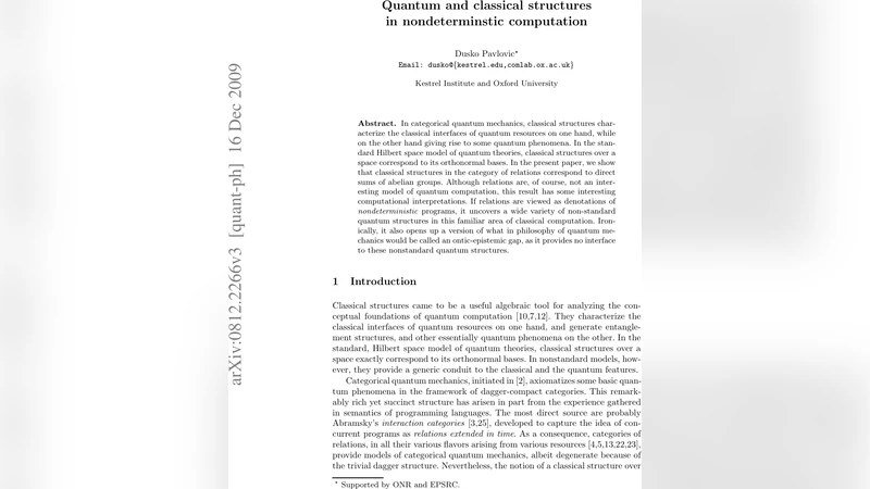 Quantum and classical structures in nondeterminstic computation