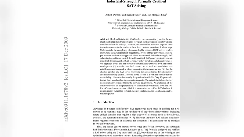 Industrial-Strength Formally Certified SAT Solving