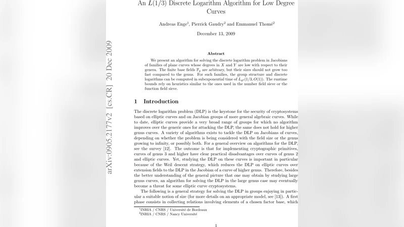 An $L (1/3)$ Discrete Logarithm Algorithm for Low Degree Curves